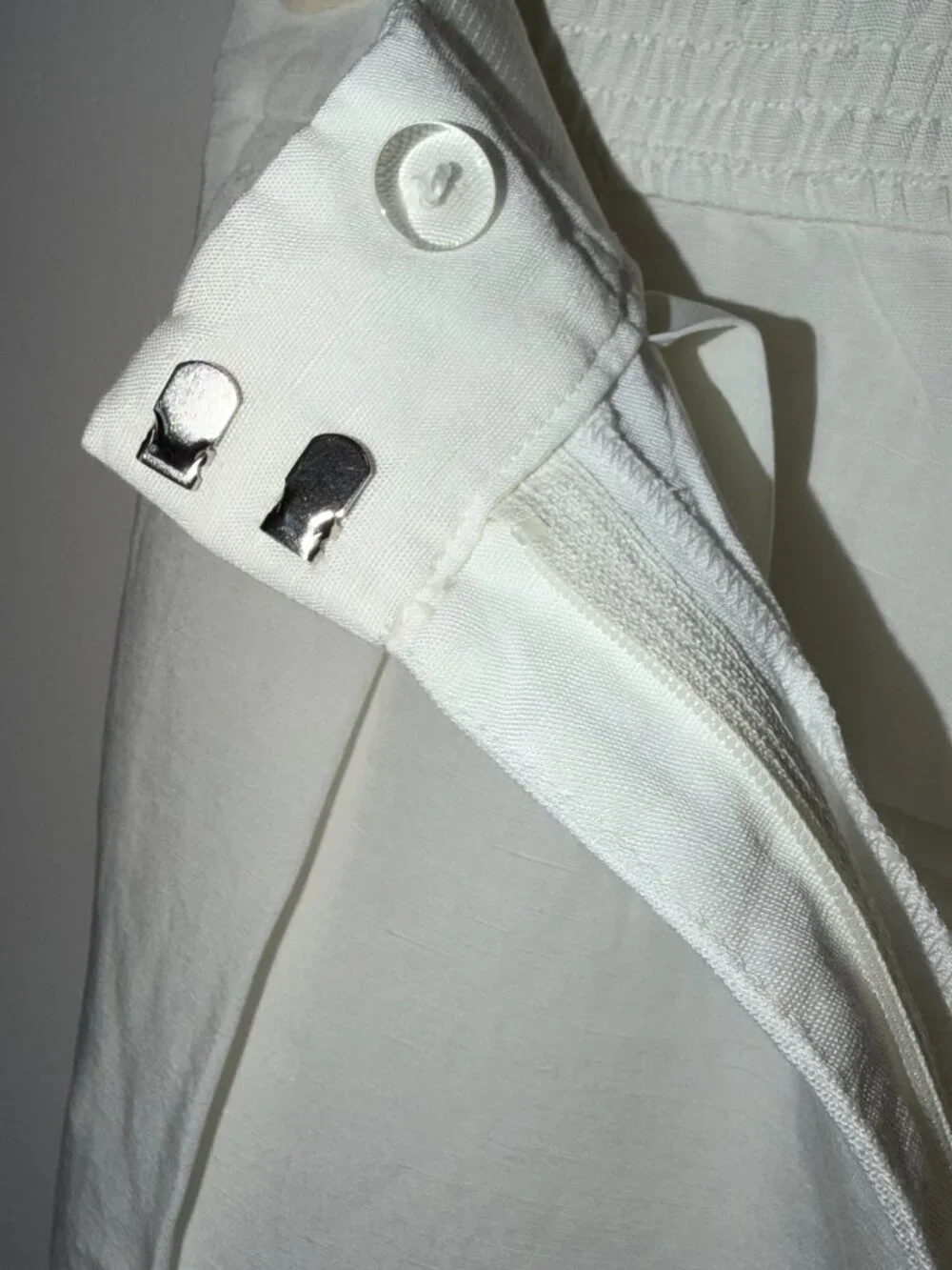 H&M White Linen Blend Wide Leg Pants Size 8